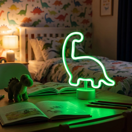 Neonska LED-svetilka zeleni dinozaver