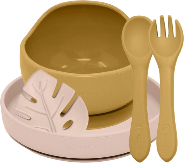 PETITE&MARS dining silicone set TAKE&MATCH 4 pcs Intense Ochre / Desert Sand 6m+