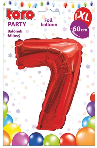 Folijasti balon številka 7, 60 cm, rdeč TORO