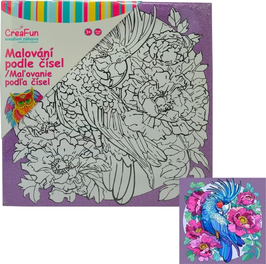 Slikanje na platno – papiga 30 × 30 cm