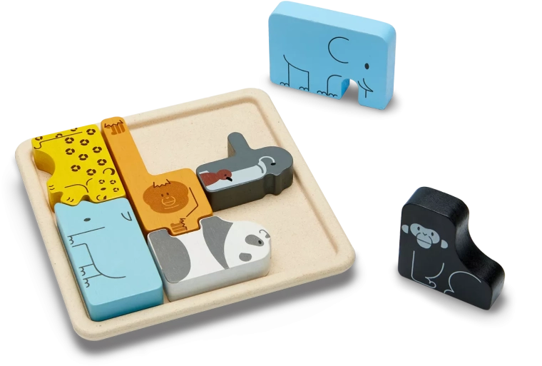 PlanToys lesena vstavljanka – puzzle z živalmi