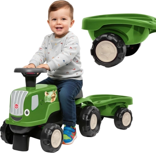 poganjalnik traktor s prikolico BIRDY FARM zelen 1–3 leta – FALK