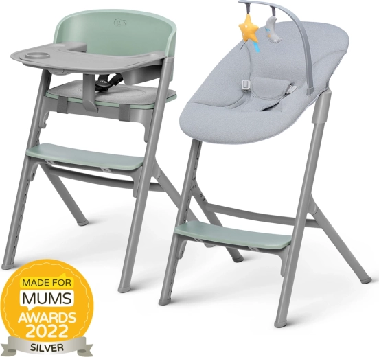 Kinderkraft Select komplet jedilnega stola Livy Olive Green + ležalnik Calmee