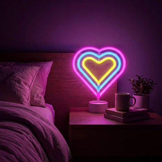Barvna neonska LED svetilka v obliki srca