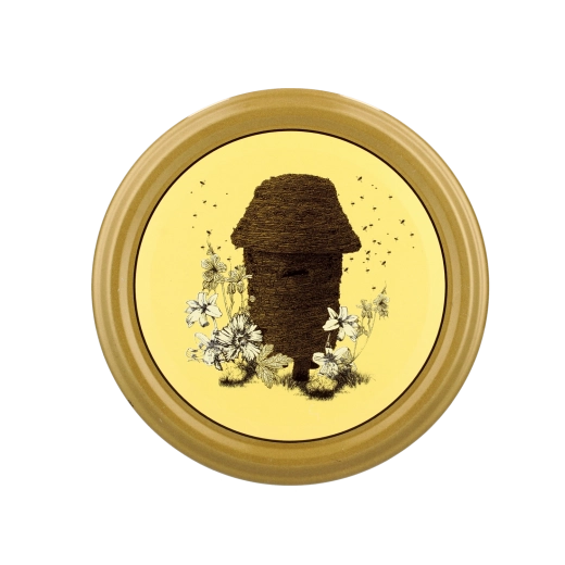 Komplet pokrovčkov za kozarce 82 mm z motivom Miód Polski Stary Ul – 10 kosov