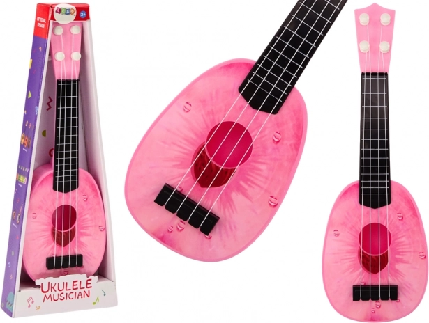 Otroško ukulele Mini kitara 4 strune motiv breskev rožnata