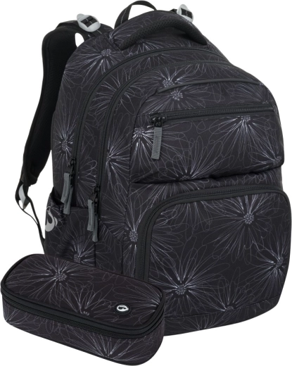 Bagmaster Zipster 25 student set – black with white flowers