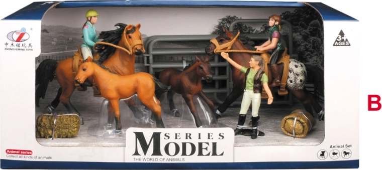 Horse stable set with paddock and figures