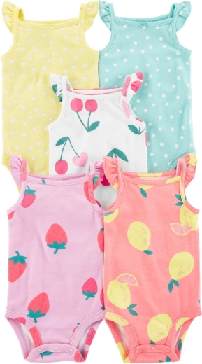 Carter's baby sleeveless bodysuits Dots Fruit for girls, 5 pcs