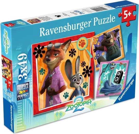 Sestavljanka RAVENSBURGER Zootropolis: Mesto živali 3×49 delov