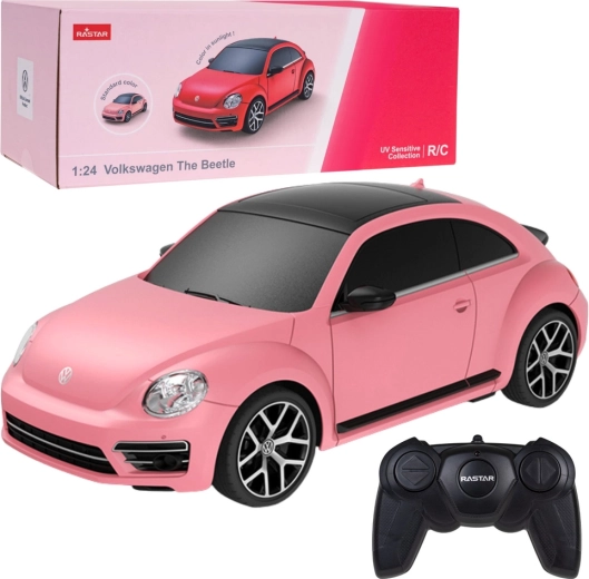 RC avto VOLKSWAGEN Beetle 1:24 Rastar rožnato z UV spremembo barve