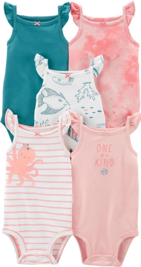 CARTER'S body brez rokavov Pink ocean za deklice (5 kosov) – NB/ vel. 56