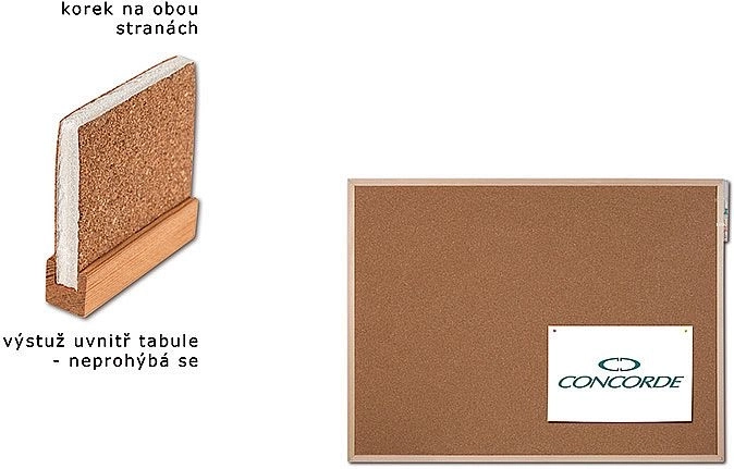 Obojestranska pluta oglasna deska 30 × 40 cm v lesenem okvirju