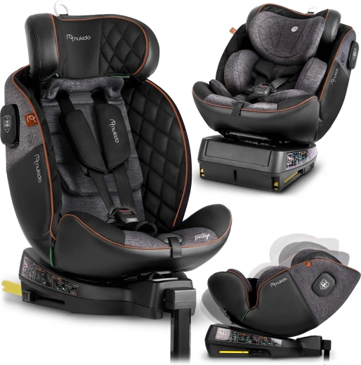 Avtosedež Nukido Prestige Line vrtljiv 0–36 kg i-Size ISOFIX črno-siv