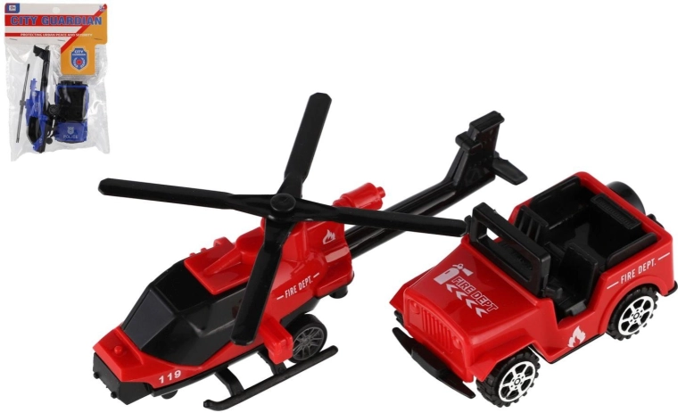 Komplet vozila in helikopterja reševalnih služb