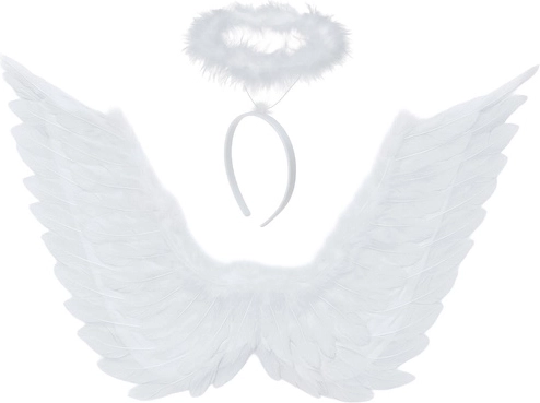 Ruhhy angelska krila z avreolo bela 46 × 48 cm – 1 kos
