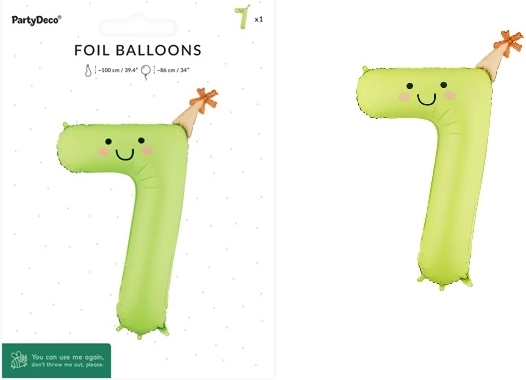 Folijski balon številka 7 svetlo zelen 86 cm