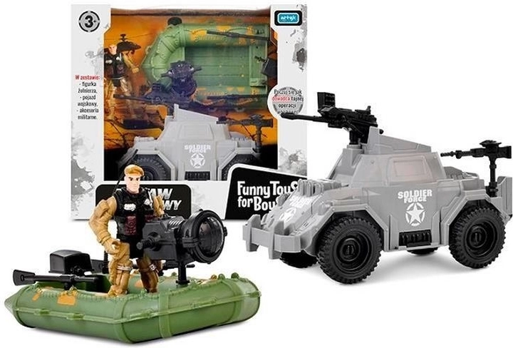 ToysForBoys vojaški igralni set s čolnom, bojnim vozilom in figurico vojaka