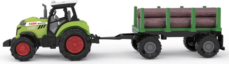 Kmečki traktor s prikolico za les z zvoki in lučmi