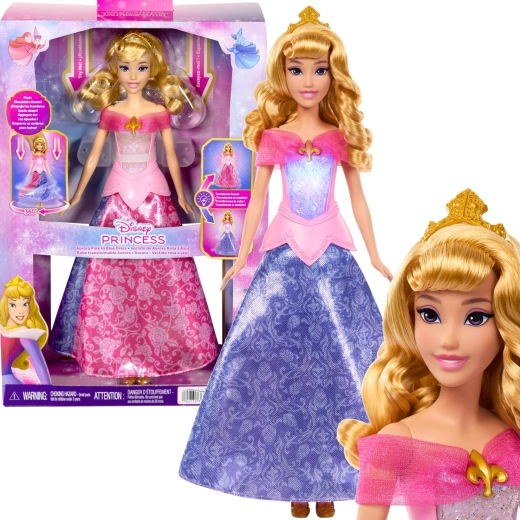 Mattel Disney Princess lutka Aurora z obleko 2v1 s spremembo barve 30 cm