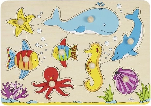 Goki wooden puzzle with handles Underwater world