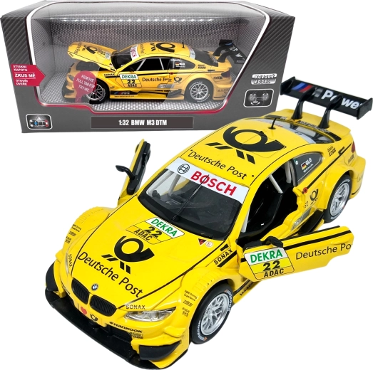 Kovinski model BMW M3 DTM 1:32 rumen z lučmi in zvoki