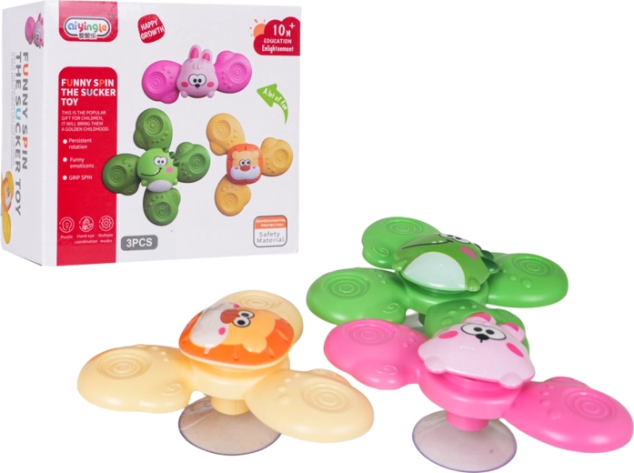 Set of colorful animal spinners with suction cups (3 pcs)