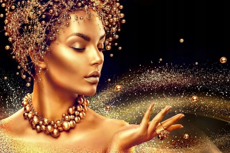 Diamantno slikanje Ženska v čarobnem prahu 30 × 40 cm