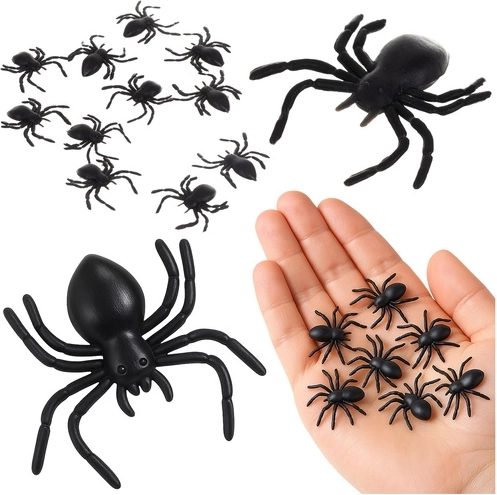 Plastični pajki RUHHY – dekoracija za noč čarovnic, 10 kos (3 × 3 cm)
