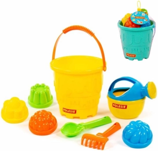 Komplet za pesek – velik vedro v obliki gradu z lopatko