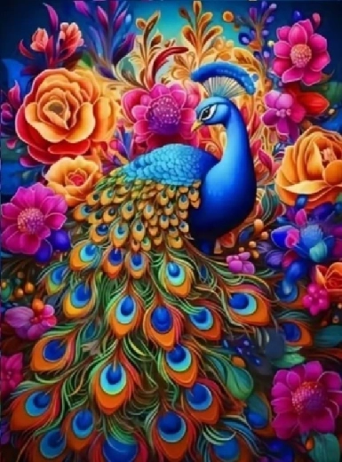 Diamantno slikanje – paver s pisanimi cvetovi 30 × 40 cm