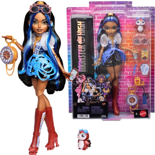 Monster High Robecca Steam lutka 28 cm z dodatki in ljubljenčkom