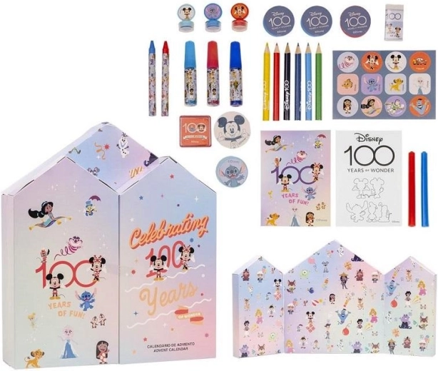 Adventni koledar Disney 100 s pisalnimi in risalnimi pripomočki