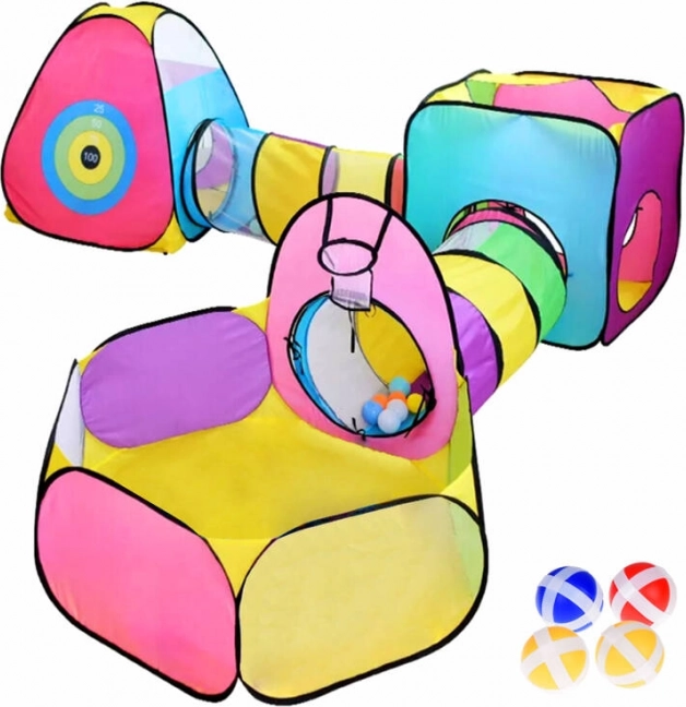 mega zabaviščno središče 5v1 – otroški zložljivi šotori s tuneli in igralnimi elementi