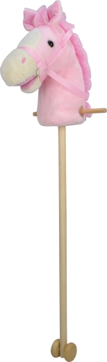 Rožnat voziček na palici z zvokom in snemljivo leseno palico