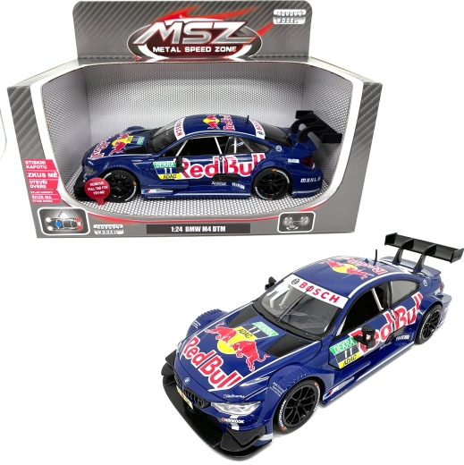 Kovinski model BMW M4 DTM Red Bull z lučjo in zvokom 1:24