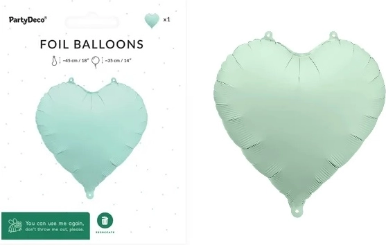 Folijski balon v obliki srca 45 cm mat zelena