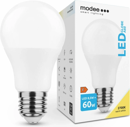 Modee Smart Lighting LED žarnica A60 8,5 W E27, 806 lm, toplo bela