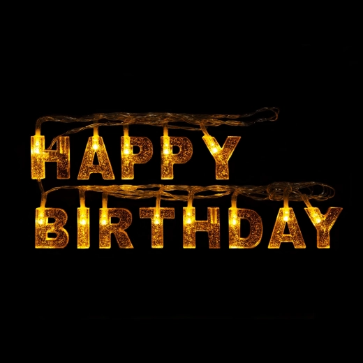 Rojstnodnevna LED svetlobna veriga Happy Birthday, 13 LED, 2 m