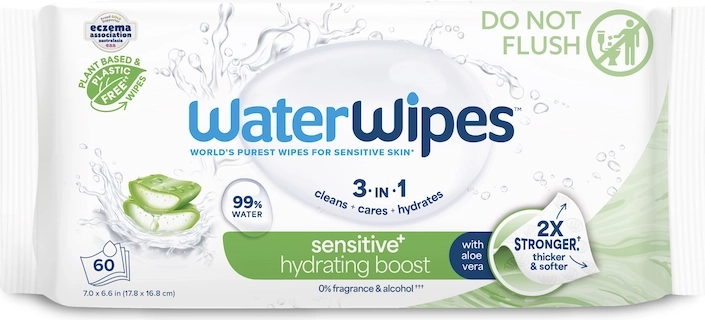 WaterWipes Hydrating Wet Wipes with Aloe Vera 3-in-1 12×60 pcs