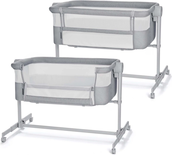 Kinderkraft Nestee up 2 obposteljna posteljica 2 v 1 full light grey