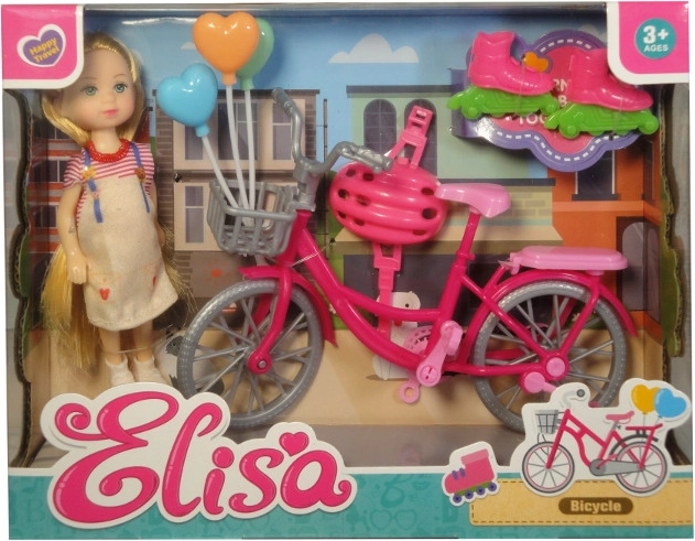 Mini punčka s kolesom, rolerji in čelado