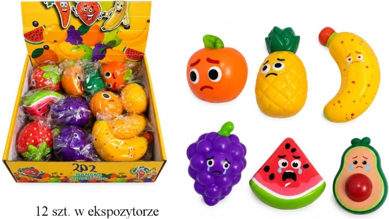 Fruit squishy anti-stress ball with a face - 1 piece