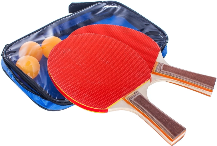 Komplet za namizni tenis, 5-delni (2 loparja, 3 žogice)