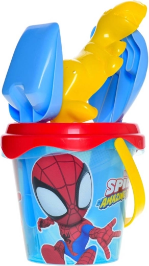 Spider-Man sand play set with transparent bucket, sieve and tools