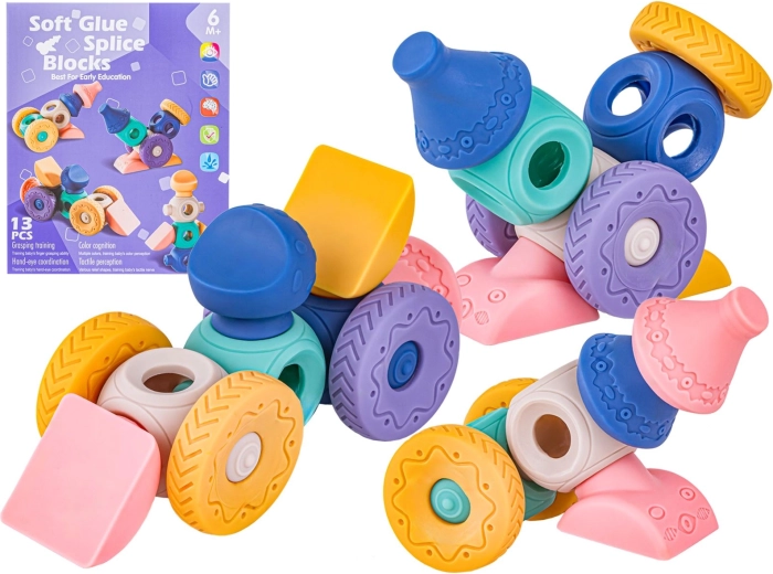 Soft silicone sensory blocks – geometric shapes (13 pcs)