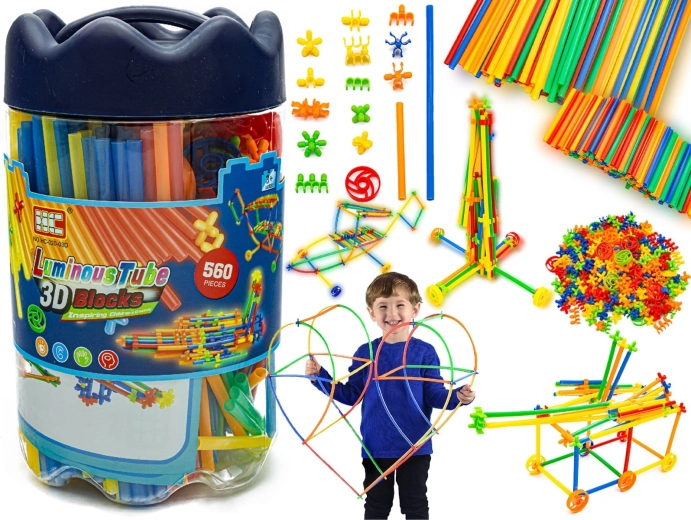 3D Glow-in-the-Dark Construction Straws (approx. 560 pieces)