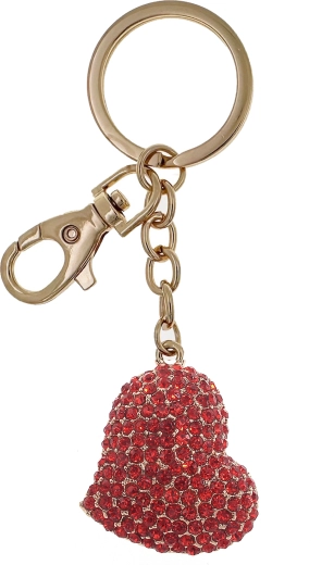 Zlatni obesek za ključe z rdečim srcem