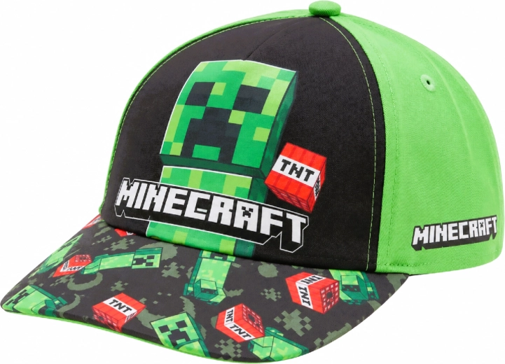 Otroška zelena kapa s ščitkom Minecraft Creeper, 55 cm