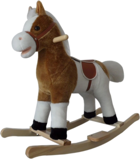 Gugalni konjiček z melodijo PlayTo belo‑rjav